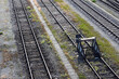 Eisenbahnschienen mit Abstellgleis, Prellbock