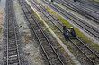 Eisenbahnschienen mit Abstellgleis, Prellbock