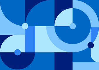 Wall Mural - Banner with blue geometric shapes. Placard design in abstract style.