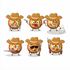 Sticker - Cool cowboy pizza gummy candy cartoon character with a cute hat