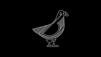 Canvas Print - White line Dove icon isolated on black background. 4K Video motion graphic animation