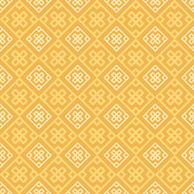 Light Seamless Pattern With Geometric Ornament On A Yellow Background. Fabric Texture Swatch, Seamless Wallpaper. Vector Illustration