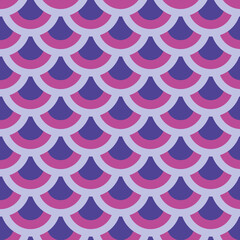 Poster - Scallop retro coloured seamless repeat pattern print background