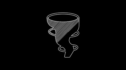 Sticker - White line Tornado icon isolated on black background. 4K Video motion graphic animation