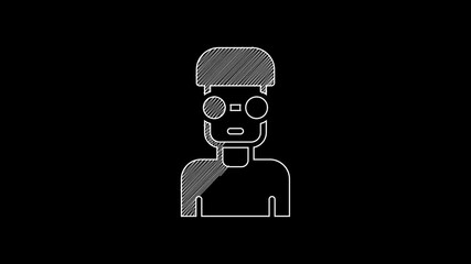 Poster - White line Nerd geek icon isolated on black background. 4K Video motion graphic animation