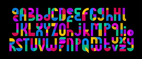 Poster - Kids alphabet, colorful geometric vector font, letters are easy to use for titles and logo creation, uppercase and lowercase.