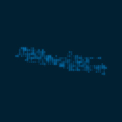 Poster - java dotted glowing map. shape of the island with blue bright bulbs. vector illustration.