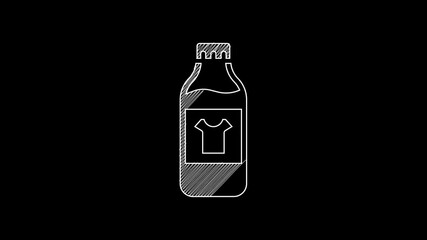 Wall Mural - White line Plastic bottle for laundry detergent, bleach, dishwashing liquid or another cleaning agent icon isolated on black background. 4K Video motion graphic animation