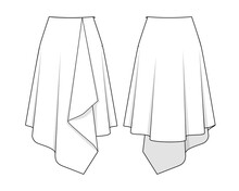 Fashion Technical Drawing Of Asymmetrical Wrap Skirt