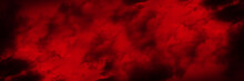 Black Red Abstract Background. Toned Fiery Red Sky. Flame And Smoke Effect. Fire Background With Space For Design. Armageddon, Apocalypse, Spooky, Halloween, Inferno, Hell, Evil Concept. Wide Banner.