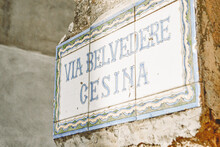 Mediterranean Street Sign In Capri, Italy