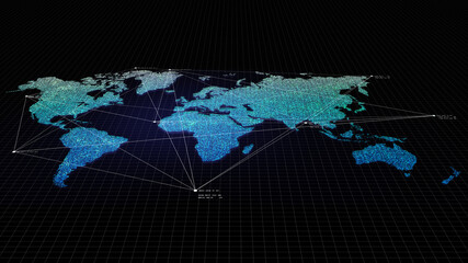 Poster - Futuristic global map continents, cartography in abstract particles illustration. World map element of this illustration furnished by NASA