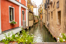 View Along A Canal In Treviso - Italy