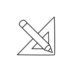 Poster - Pencil & Ruler Icon  in black line style icon, style isolated on white background