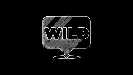 Sticker - White line Pointer to wild west icon isolated on black background. Western signboard, message board, signpost for finding way with direction. 4K Video motion graphic animation