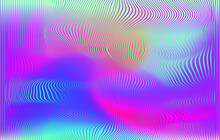 Abstract Glitchy Rainbow Background With Moire Pattern.