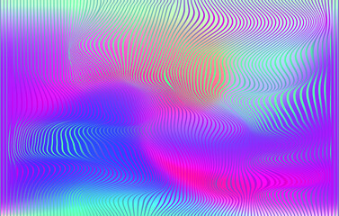 Poster - Abstract glitchy rainbow background with moire pattern.