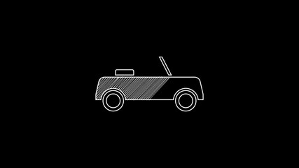 Poster - White line Car icon isolated on black background. Front view. 4K Video motion graphic animation