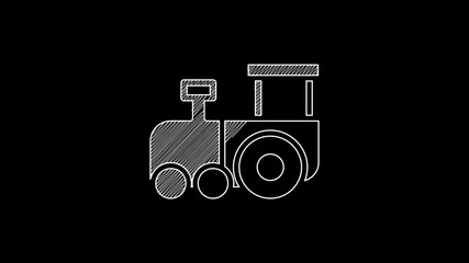 Sticker - White line Toy train icon isolated on black background. 4K Video motion graphic animation