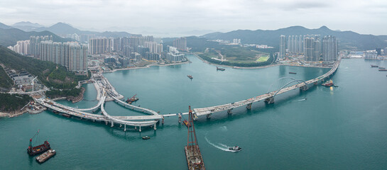 Fototapete - Aerial view of Hong Kong City - Tseung Kwan O
