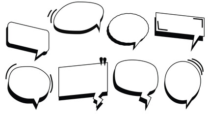 Wall Mural - set of blank white speech bubbles, conversation box, frame talk, speak ballon, thinking balloons, border frame, thought bubble on white background