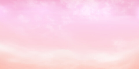 Wall Mural - Panorama Clear blue sky and white cloud detail  with copy space. Sky Landscape Background.Summer heaven with colorful clearing sky. Vector illustration. Good weather and beautiful nature.sky clouds ba