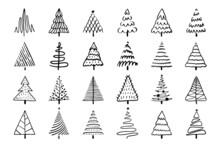 Christmas Tree Icon Hand Draw Doodle Sketch