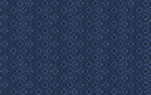 Geometric Seamless Pattern With Overlapping Square. Light And Dark Blue Elements On Indigo Background. Vector Illustration. For Shirt Textile Cloth Silk Scarf Bandana Wallpaper Mobile Case Cover 
