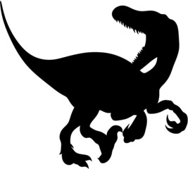 Wall Mural - Dinosaur silhouette. velociraptor clipart. Dino. Isolated illustration of a dinosaur.