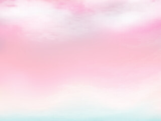 Wall Mural - Clear pink and blue sky and white cloud detail  with copy space. Sky Landscape Background.Summer heaven with colorful clearing sky. Vector illustration.Sweet sky clouds background.