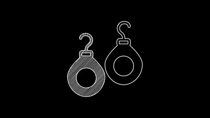 Poster - White line Earrings icon isolated on black background. Jewelry accessories. 4K Video motion graphic animation