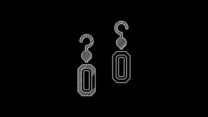 Poster - White line Earrings icon isolated on black background. Jewelry accessories. 4K Video motion graphic animation