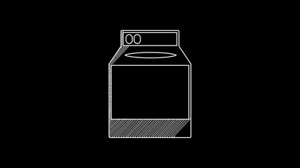 Sticker - White line Washer icon isolated on black background. Washing machine icon. Clothes washer - laundry machine. Home appliance symbol. 4K Video motion graphic animation