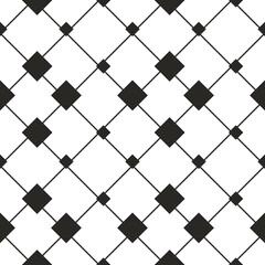 Poster - Large and small black rhombuses are connected by diagonal lines. Vector seamless and black-white.
