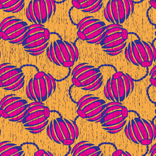 Vivid Pink Round Flowers Vector Pattern On Yellow