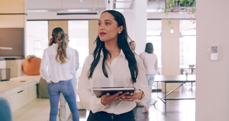 Poster - 4k video footage of a cheerful young businesswoman walking through her office