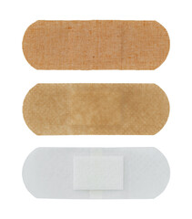 three adhesive plasters strip isolated on white