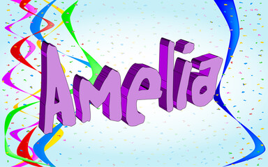 Wall Mural - Amelia Name Ribbon and Confetti Party