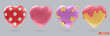 Hearts. 3d render vector icon set. Valentine day decorations
