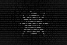 Bug Silhouette Composed From 0 And 1 Digits Over Binary Code Surface