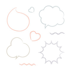 Wall Mural - empty speech bubbles set with watercolor outline. vector illustration.
