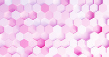 White And Pink Hexagon Wall Texture Background. 3d Rendering.