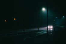 Street Lights, Foggy Misty Night