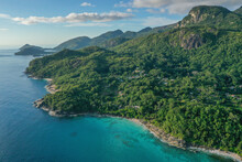 Aerial View Of The West Coast Of Mahé, Seychelles.