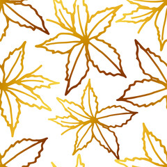 Wall Mural - Golden chestnut leaf pattern. Hand-drawn floral illustration for wrapping paper and textiles.