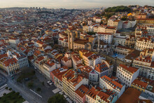 Aerial View Of Alfama District, The Old Town In Lisbon City Centre, Portugal.
