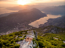 Aerial View Of Kotor Bay, Montenegro, From Scenic Lookout, Montenegro.