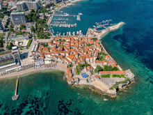 Aerial View Of Budva Old Town, Montenegro.