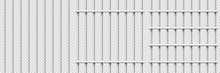Realistic Metal Prison Bars. Detailed Jail Cage, Prison Iron Fence. Criminal Background Mockup. Creative Vector Illustration.