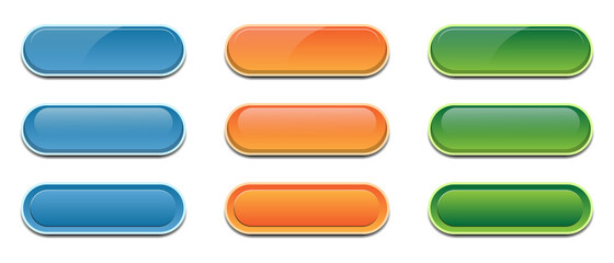 Poster - User interface colorful buttons set. Colorful glossy buttons set. Vector illustration
